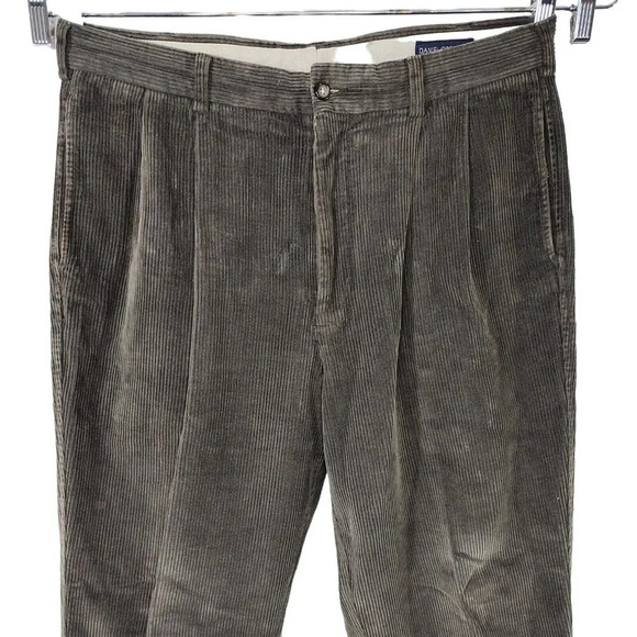 Daniel Cremieux Collection Pleated Corduroy Pants Cuffed Men Size 35 x 32 Green - Picture 2 of 9